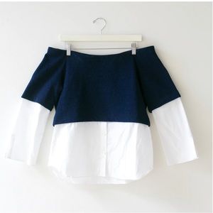 Remy Combo Top Blue and White